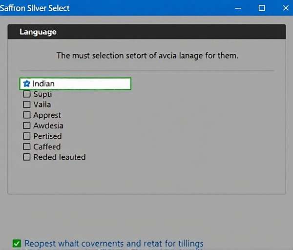 Saffron Silver Select Language Options Saffron Silver Select showing language selection screen with multiple Indian languages